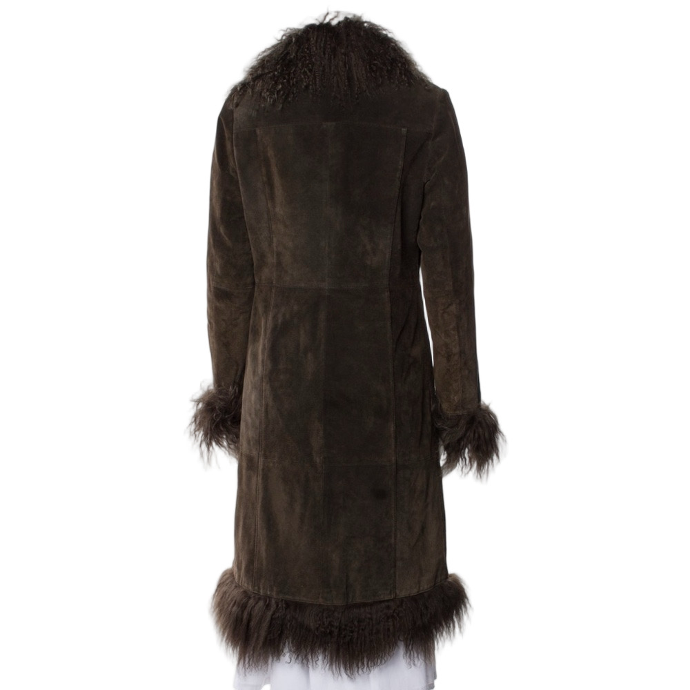 Marvin Richards Dark Brown Lamb Fur-Trimmed Leather Teddy Jacket - Picture 3 of 3